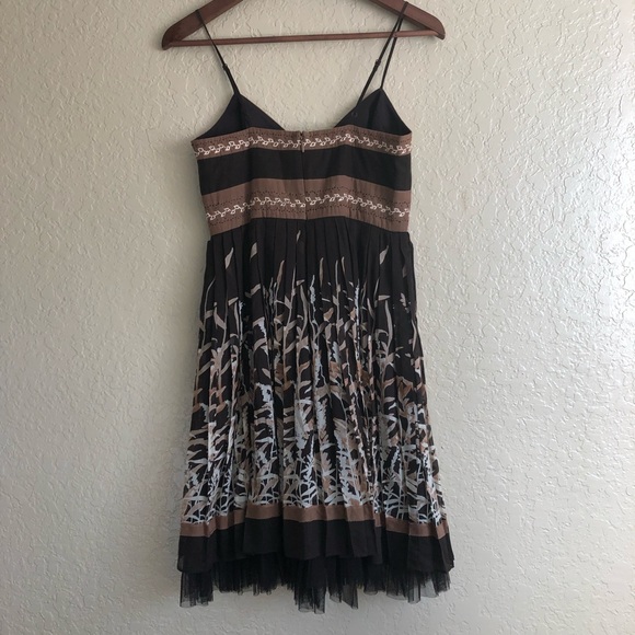 Bcbg brown embroidered sundress tulle fit n flare - Picture 2 of 6
